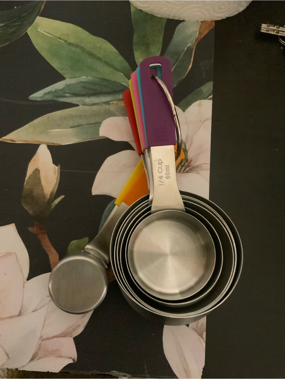 Stainless Steel Nested Measuring Cups with Colorful Silicone Handles